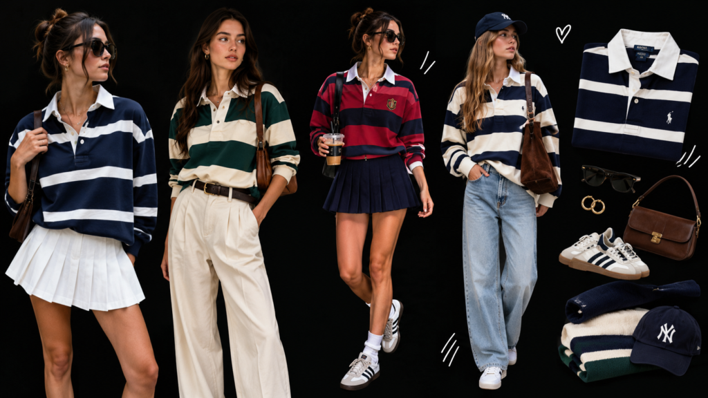 title Preppy Rugby Shirt Women’s Outfits