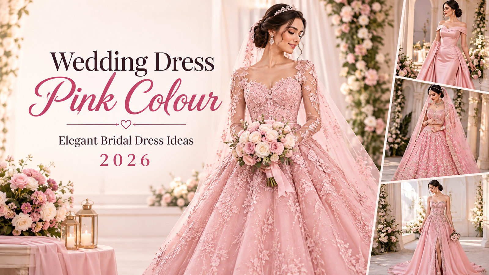 Elegant pink wedding dress for a modern bride