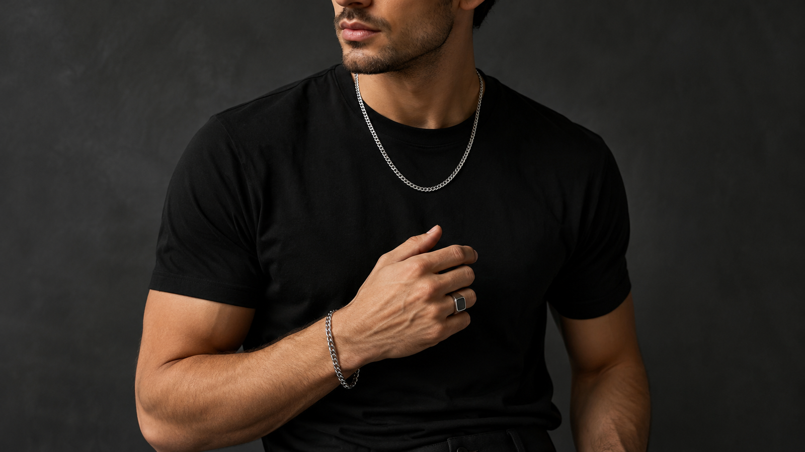 Moody Portrait with Silver Jewelry